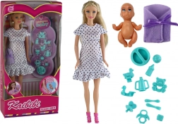 Ciążowa lalka z dzieckiem i dodatkami