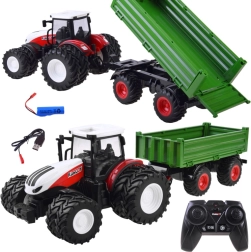 Zdalnie sterowany traktor + zielona przyczepa RC0602