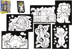 Zdrapywany obrazek 6 szt. kolorowy + 6 szt. stojaków w pudełku 19x22x6,5 cm