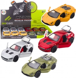 Metalowe sportowe auto z napędem na naciąg, światłami i dźwiękami