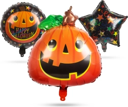 Zestaw foliowych balonów halloweenowych w kształcie dyni - 5 sztuk
