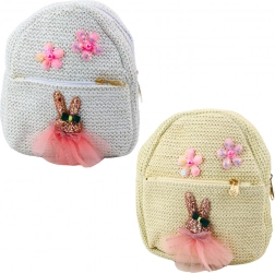 Dziecięcy plecak z haftem Króliczek w sukienkach Kwiaty