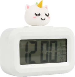 Biały budzik z jednorożcem