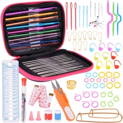 Zestaw do szydełkowania 100 szt. szydełek 0,6-6,5 mm z akcesoriami w etui