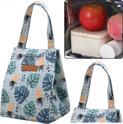 Izolacyjna torba termiczna Lunch Bag z motywem liści i ananasów 25 cm
