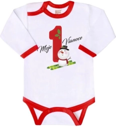 Niemowlęce body z nadrukiem New Baby Moje pierwsze święta, długi rękaw, rozmiar 62