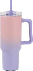 Duży termiczny kubek ze słomką – pastelowy