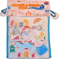 Piankowe naklejki do kąpieli jednorożce z siateczką do przechowywania