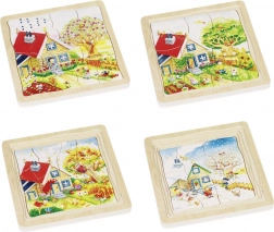 Rozwojowe drewniane puzzle Pory roku
