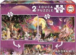 Puzzle Panorama Bajkowe Wróżki 2x100 elementów
