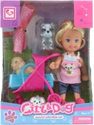 Lalka z wózkiem dla zwierzątek domowych