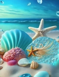 Diamentowe malowanie rozgwiazdy i muszle 30 × 40 cm