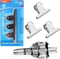 Zestaw metalowych klipsów biurowych 75 mm 3 szt.