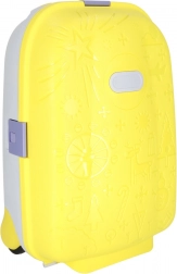 Dziecięca kabinowa walizka na kółkach z diodami LED i miejscem na imię – żółta