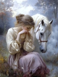 Diamentowe malowanie dziewczyna z koniem 30 × 40 cm