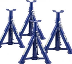 Zestaw podpórek pod auto 2 t – 4 szt., regulowane wysokościowo z kołkiem zabezpieczającym, stal, certyfikacja TÜV