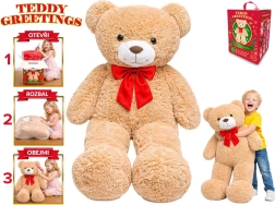 Teddy Greetings pluszowy miś z kokardą 120 cm beżowy