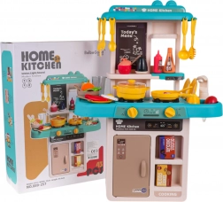 Dziecięca kuchnia z oświetleniem i dźwiękami, 43 elementy – Niebieska