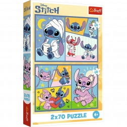 Puzzle 2x70 - Disney Lilo i Stich - Bez nudy ze Stitchem