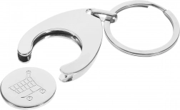 Metalowy brelok 2w1 z żetonem do wózka sklepowego