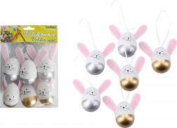 Dekoracyjne plastikowe malowane jajka do zawieszenia 6 cm, 6 szt.