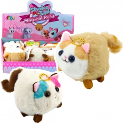 Pluszowy kocurek z kręcącym się ogonkiem brązowo-biały