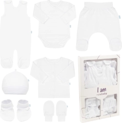 Komplet niemowlęcy do szpitala New Baby I AM biały, rozmiar 62