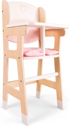 Drewniane krzesełko do karmienia dla lalek z poduszką