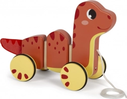 Mały drewniany ciągnięty dinozaur