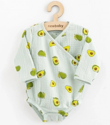 Muślinowe body niemowlęce z bocznym wiązaniem New Baby Avocado