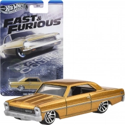 Hot Wheels Fast & Furious 1966 Chevy Nova złoty samochodzik 1:64, 7,5 cm