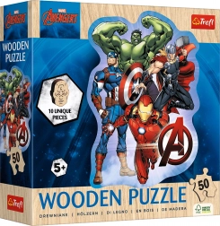 Drewniane puzzle obrysowe AVENGERS – 50 elementów