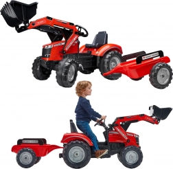 traktor na pedały MASSEY FERGUSON z przyczepą i przednią łyżką od 3 lat
