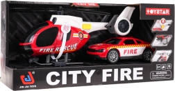 Zestaw strażacki: helikopter i auto ze światłami i dźwiękami