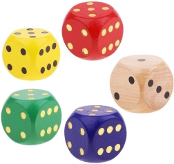 Drewniana kostka do gry w rozmiarze extra (mix kolorów)