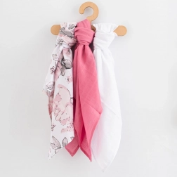 Muślinowe pieluszki 60 × 80 cm, zestaw 3 szt. dla dziewczynek NEW BABY