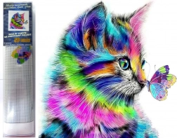 diamentowe malowanie kociątko z motylem 30 × 40 cm