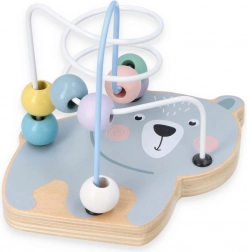 Drewniany labirynt z koralikami w kształcie misia