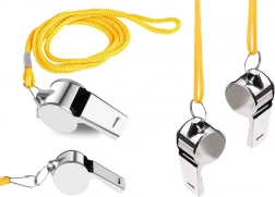 Metalowy gwizdek na sznurku