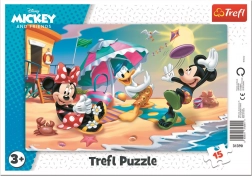 Trefl puzzle Mickey i Minnie – zabawa na plaży, 15 elementów