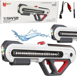 Elektryczny wodny blaster W12 z podświetleniem LED, biały