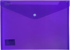 Plastowa koperta na dokumenty z zatrzaskiem A4 OPALINE, fioletowa, 180 µm