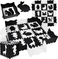 Piankowe puzzle – kontrastowa mata dla dzieci Zwierzęta 120 × 120 cm