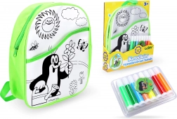 Plecak do kolorowania Krecik z zielonym tłem 30 cm + 8 flamastrów