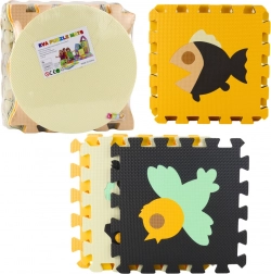Miękka edukacyjna piankowa mata puzzle ze zwierzętami, brązowa, 16 elementów