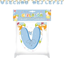 Papierowa girlanda Wszystkiego najlepszego niebieska