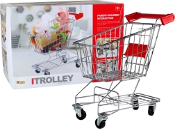 Dziecięcy metalowy wózek sklepowy – duży, srebrny