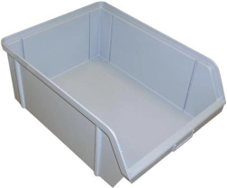 Pojemnik magazynowy skośny 150 × 100 × 70 mm, 3 kg, szary, tworzywo sztuczne