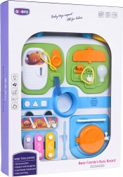 Wielofunkcyjna tablica manipulacyjna w formie kufra dla dzieci – niebieska