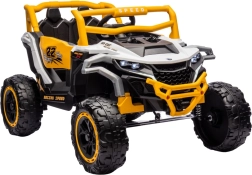 Elektryczny samochodzik dla dzieci 4x4 – biało‑żółty terenowy buggy
